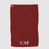 Monogram bordeauxrood donkerrood wit golfhanddoek (Voorkant)