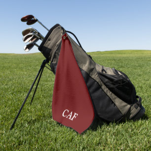 Monogram bordeauxrood donkerrood wit golfhanddoek