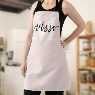Monogram borstel kalligrafie Blush roze Schort