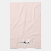 Monogram borstel kalligrafie Blush roze Theedoek (Verticaal)