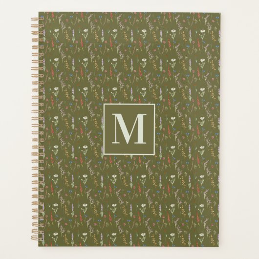 Monogram Bosgroene Aquarel Wilde Bloementuin Planner (Voorkant)