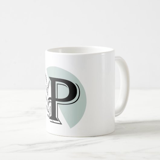 Monogram Botanical Leaf P letter classic mug (Devant droit)