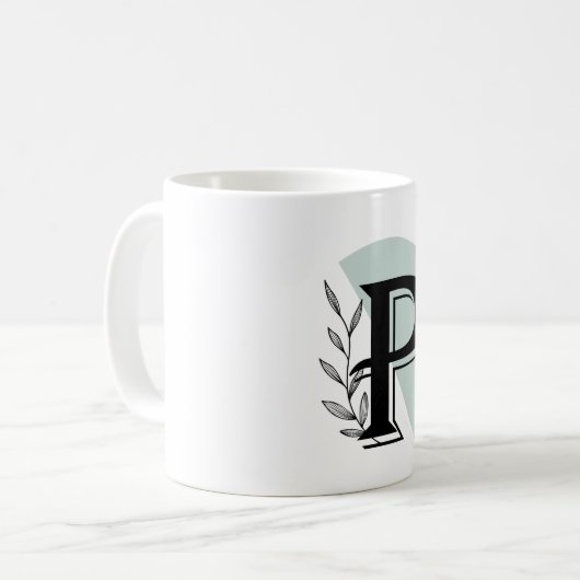  Monogram Botanical Leaf P letter classic mug (Devant gauche)