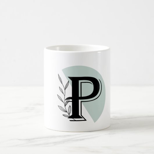  Monogram Botanical Leaf P letter classic mug (Centre)