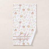 Monogram Botanisch Roos Goud Neutrale Terracotta Bad Handdoek (Handdoek)