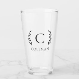 Monogram botanische bladeren van de bijtende famil glas