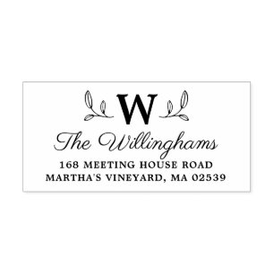 Monogram botanische bladeren zelfinktende stempel