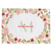 Monogram Botanische Bloemen Grote Geschenktas Large Cadeautasje (Achterkant)