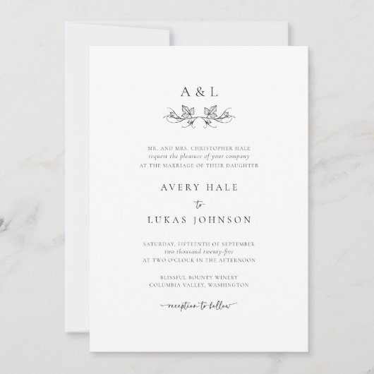 Monogram Botanische bruiloft Kaart (Voorkant)