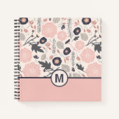 Monogram Botanische flacon Patroon Roze grijs Notitieboek (Voorkant)