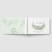 Monogram Botanische Greenery Elegant Wedding Gastenboek (Volledig)