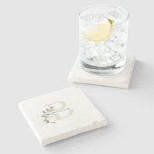 Monogram Botanische Greenery Stone Onderzetter (Zijkant)
