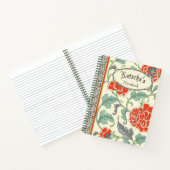 Monogram botanische rode bloemen notitieboek (Binnen)