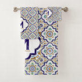  monogram botanische siertegels bad handdoek (Insitu)