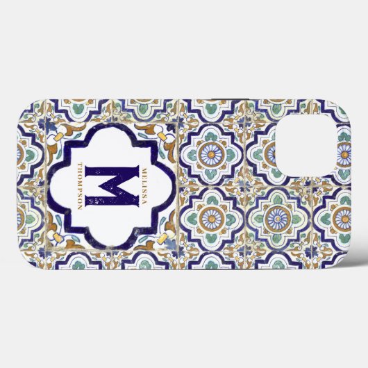 monogram botanische siertegels Case-Mate iPhone case (Achterkant (horizontaal))