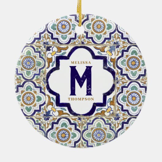 monogram botanische siertegels keramisch ornament (Achterkant)