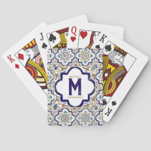 monogram botanische siertegels pokerkaarten