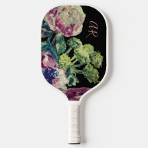 Monogram Botanische Waterverf Bloemen Zwart Roze