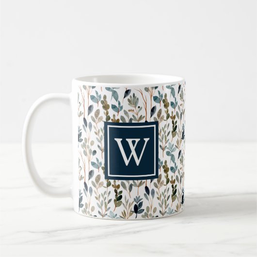 Monogram botanische Waterverf groen Koffiemok (Links)