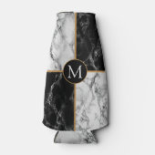 Monogram Bottle Cooler Black White Check Marble (Voorkant)