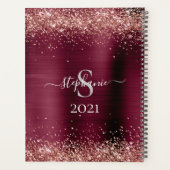 Monogram Bourgogne Bruin Faux-Glitter Girly Glam Planner (Achterkant)