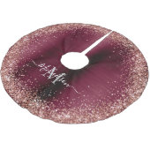 Monogram Bourgogne Roos Gold Faux-Glitter Girly Kerstboom Rok (Gekanteld)