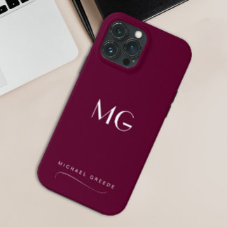 Monogram Bourgondische minimalist met naam iPhone 13 Pro Max Hoesje