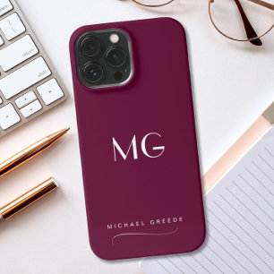 Monogram Bourgondische minimalist met naam iPhone 13 Pro Max Hoesje