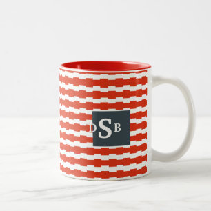 Monogram Boxstripe Patroon Tweekleurige Koffiemok