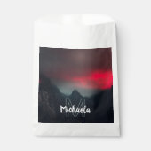 Monogram brandende wolken, mist en bergen bedankzakje (Voorkant)