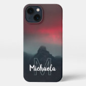 Monogram brandende wolken, mist en bergen iPhone hoesje (Achterkant)