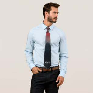 Monogram brandende wolken, mist en bergen stropdas