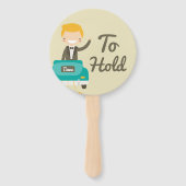 Monogram. Bride And Groom. Om te hebben en te houd Handwaaier (Achterkant)