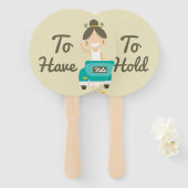 Monogram. Bride And Groom. Om te hebben en te houd Handwaaier (Voorkant en achterkant)