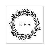 Monogram Bride en Groom Initialen Wreate Zelfinktende Stempel (Design)