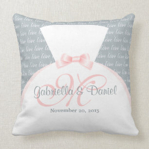 Monogram Bride & Groom Kussen