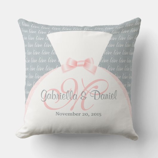 Monogram Bride & Groom Kussen (Voorkant)