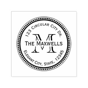 Monogram Brief Cirkel Punt Ronde Adres Stempel