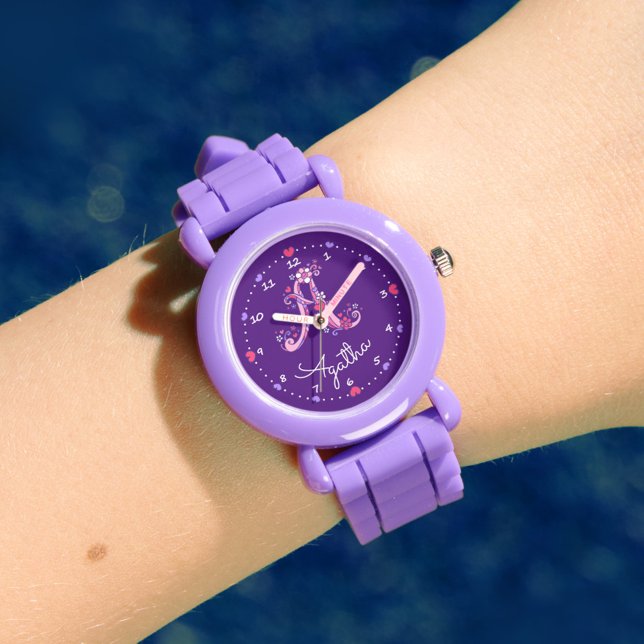 Monogram brief Een doodle hart meisjes naam horlog Horloge (Creator heeft geüpload)