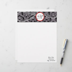 Monogram briefhoofd zwart en grijs Paisley Sjabloon