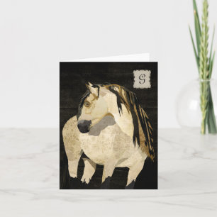 Monogram briefkaart van wit paard