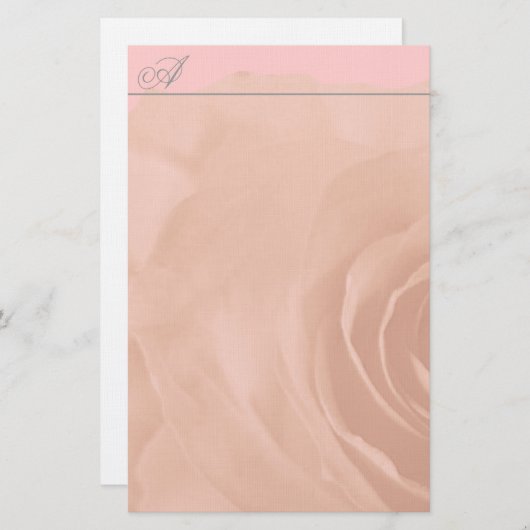 Monogram briefpapier vervaagd Roos op Bleek roze (Voorkant / Achterkant)