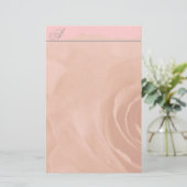Monogram briefpapier vervaagd Roos op Bleek roze (Staand voorkant)