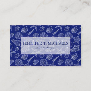 Monogram Bright Blauw Shell Patroon Visitekaartje
