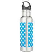 Monogram Bright Blue Gingham Pattern Waterfles (Achterkant)