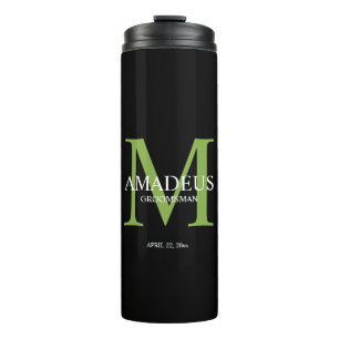 Monogram Bright Green Named thermosbeker