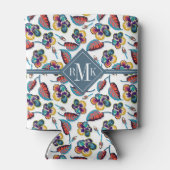 Monogram | Bright Hibiscus Pattern Blikjeskoeler (Achterkant)