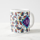 Monogram | Bright Hibiscus Pattern Extra Grote Beker (Voorkant rechts)