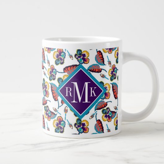 Monogram | Bright Hibiscus Pattern Extra Grote Beker (Rechts)