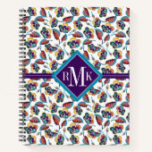 Monogram | Bright Hibiscus Pattern Notitieboek (Voorkant)